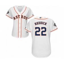 Women's Houston Astros #22 Josh Reddick Authentic White Home Cool Base 2019 World Series Bound Baseball Jersey