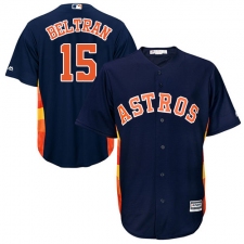 Youth Majestic Houston Astros #15 Carlos Beltran Authentic Navy Blue Alternate Cool Base MLB Jersey