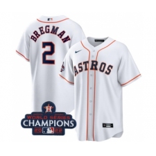 Men's Houston Astros #2 Alex Bregman White 2022 World Series Champions Home Stitched Baseball Jersey