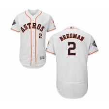 Men's Houston Astros #2 Alex Bregman White Home Flex Base Authentic Collection 2019 World Series Bound Baseball Jersey