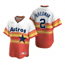 Men's Nike Houston Astros #2 Alex Bregman White Orange Cooperstown Collection Home Stitched Baseball Jersey
