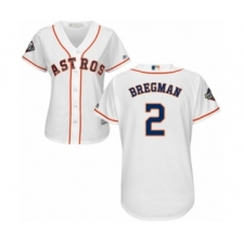 Women's Houston Astros #2 Alex Bregman Authentic White Home Cool Base 2019 World Series Bound Baseball Jersey