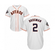 Youth Houston Astros #2 Alex Bregman Authentic White Home Cool Base 2019 World Series Bound Baseball Jersey