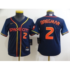 Youth Houston Astros #2 Alex Bregman Nike Navy 2022 City Connect Player Jersey