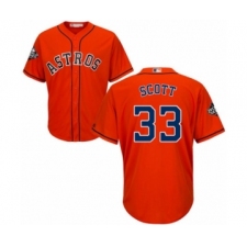 Youth Houston Astros #33 Mike Scott Authentic Orange Alternate Cool Base 2019 World Series Bound Baseball Jersey