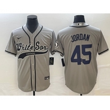 Men's Chicago White Sox #45 Michael Jordan Grey Cool Base Stitched Baseball Jersey1