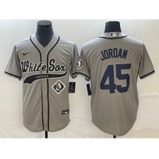 Men's Chicago White Sox #45 Michael Jordan Grey Cool Base Stitched Baseball Jersey