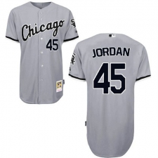 Men's Mitchell and Ness Chicago White Sox #45 Michael Jordan Authentic Grey Throwback MLB Jersey