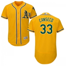 Men's Majestic Oakland Athletics #33 Jose Canseco Gold Alternate Flex Base Authentic Collection MLB Jersey