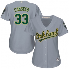Women's Majestic Oakland Athletics #33 Jose Canseco Authentic Grey Road Cool Base MLB Jersey