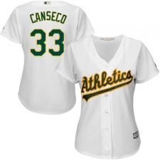 Women's Majestic Oakland Athletics #33 Jose Canseco Replica White Home Cool Base MLB Jersey
