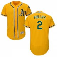 Men's Majestic Oakland Athletics #2 Tony Phillips Gold Alternate Flex Base Authentic Collection MLB Jersey