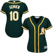 Women's Majestic Oakland Athletics #10 Marcus Semien Authentic Green Alternate 1 Cool Base MLB Jersey