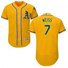 Men's Majestic Oakland Athletics #7 Walt Weiss Gold Alternate Flex Base Authentic Collection MLB Jersey