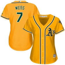 Women's Majestic Oakland Athletics #7 Walt Weiss Authentic Gold Alternate 2 Cool Base MLB Jersey