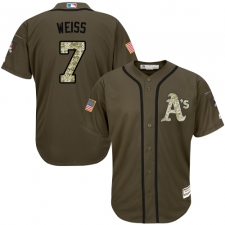 Youth Majestic Oakland Athletics #7 Walt Weiss Authentic Green Salute to Service MLB Jersey