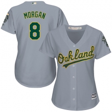 Women's Majestic Oakland Athletics #8 Joe Morgan Replica Grey Road Cool Base MLB Jersey