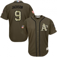 Men's Majestic Oakland Athletics #9 Reggie Jackson Replica Green Salute to Service MLB Jersey