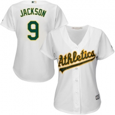 Women's Majestic Oakland Athletics #9 Reggie Jackson Authentic White Home Cool Base MLB Jersey