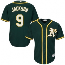 Youth Majestic Oakland Athletics #9 Reggie Jackson Authentic Green Alternate 1 Cool Base MLB Jersey