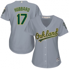 Women's Majestic Oakland Athletics #17 Glenn Hubbard Replica Grey Road Cool Base MLB Jersey