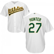 Youth Majestic Oakland Athletics #27 Catfish Hunter Replica White Home Cool Base MLB Jersey