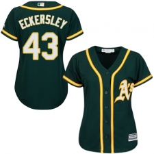 Women's Majestic Oakland Athletics #43 Dennis Eckersley Authentic Green Alternate 1 Cool Base MLB Jersey