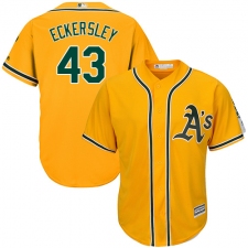 Youth Majestic Oakland Athletics #43 Dennis Eckersley Authentic Gold Alternate 2 Cool Base MLB Jersey