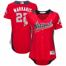 Women's Majestic Atlanta Braves #22 Nick Markakis Game Red National League 2018 MLB All-Star MLB Jersey