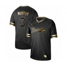 Men's Atlanta Braves #3 Dale Murphy Authentic Black Gold Fashion Baseball Jersey