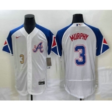 Men's Atlanta Braves #3 Dale Murphy Number White 2023 City Connect Flex Base Stitched Jersey2