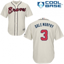 Men's Majestic Atlanta Braves #3 Dale Murphy Replica Cream Alternate 2 Cool Base MLB Jersey