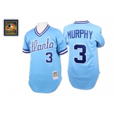 Men's Mitchell and Ness 1982 Atlanta Braves #3 Dale Murphy Authentic Light Blue Throwback MLB Jersey
