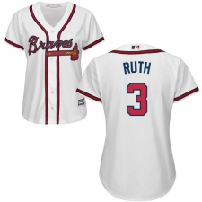 Women's Majestic Atlanta Braves #3 Babe Ruth Authentic White Home Cool Base MLB Jersey