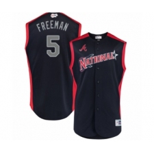 Men's Atlanta Braves #5 Freddie Freeman Authentic Navy Blue National League 2019 Baseball All-Star Jersey
