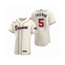 Men's Atlanta Braves #5 Freddie Freeman Nike Cream Authentic 2020 Alternate Jersey