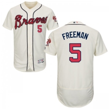 Men's Majestic Atlanta Braves #5 Freddie Freeman Cream Alternate Flex Base Authentic Collection MLB Jersey