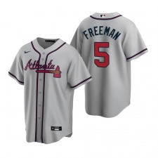 Men's Nike Atlanta Braves #5 Freddie Freeman Gray Road Stitched Baseball Jersey