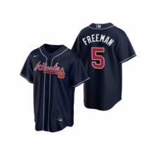 Women Atlanta Braves #5 Freddie Freeman Nike Navy 2020 Replica Alternate Jersey