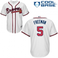 Youth Majestic Atlanta Braves #5 Freddie Freeman Replica White Home Cool Base MLB Jersey