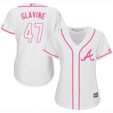 Women's Majestic Atlanta Braves #47 Tom Glavine Authentic White Fashion Cool Base MLB Jersey