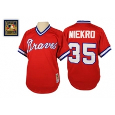 Men's Mitchell and Ness 1980 Atlanta Braves #35 Phil Niekro Authentic Red Throwback MLB Jersey