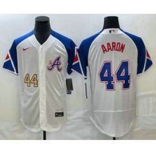 Men's Atlanta Braves #44 Hank Aaron Number White 2023 City Connect Flex Base Stitched Jersey1
