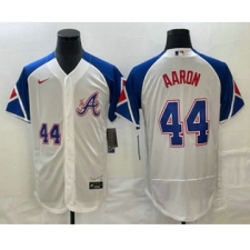 Men's Atlanta Braves #44 Hank Aaron Number White 2023 City Connect Flex Base Stitched Jersey2