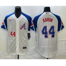 Men's Atlanta Braves #44 Hank Aaron Number White 2023 City Connect Flex Base Stitched Jersey