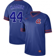 Men's Nike Atlanta Braves #44 Hank Aaron Royal Authentic Cooperstown Collection Stitched Baseball Jersey