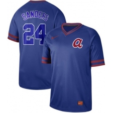 Men's Nike Atlanta Braves #24 Deion Sanders Royal Authentic Cooperstown Collection Stitched Baseball Jersey