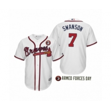 Men's 2019 Armed Forces Day Dansby Swanson #7 Atlanta Braves White Jersey