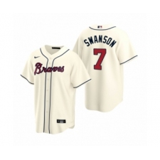 Men's Atlanta Braves #7 Dansby Swanson Nike Cream 2020 Replica Alternate Jersey