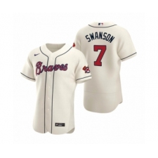 Men's Atlanta Braves #7 Dansby Swanson Nike Cream Authentic 2020 Alternate Jersey